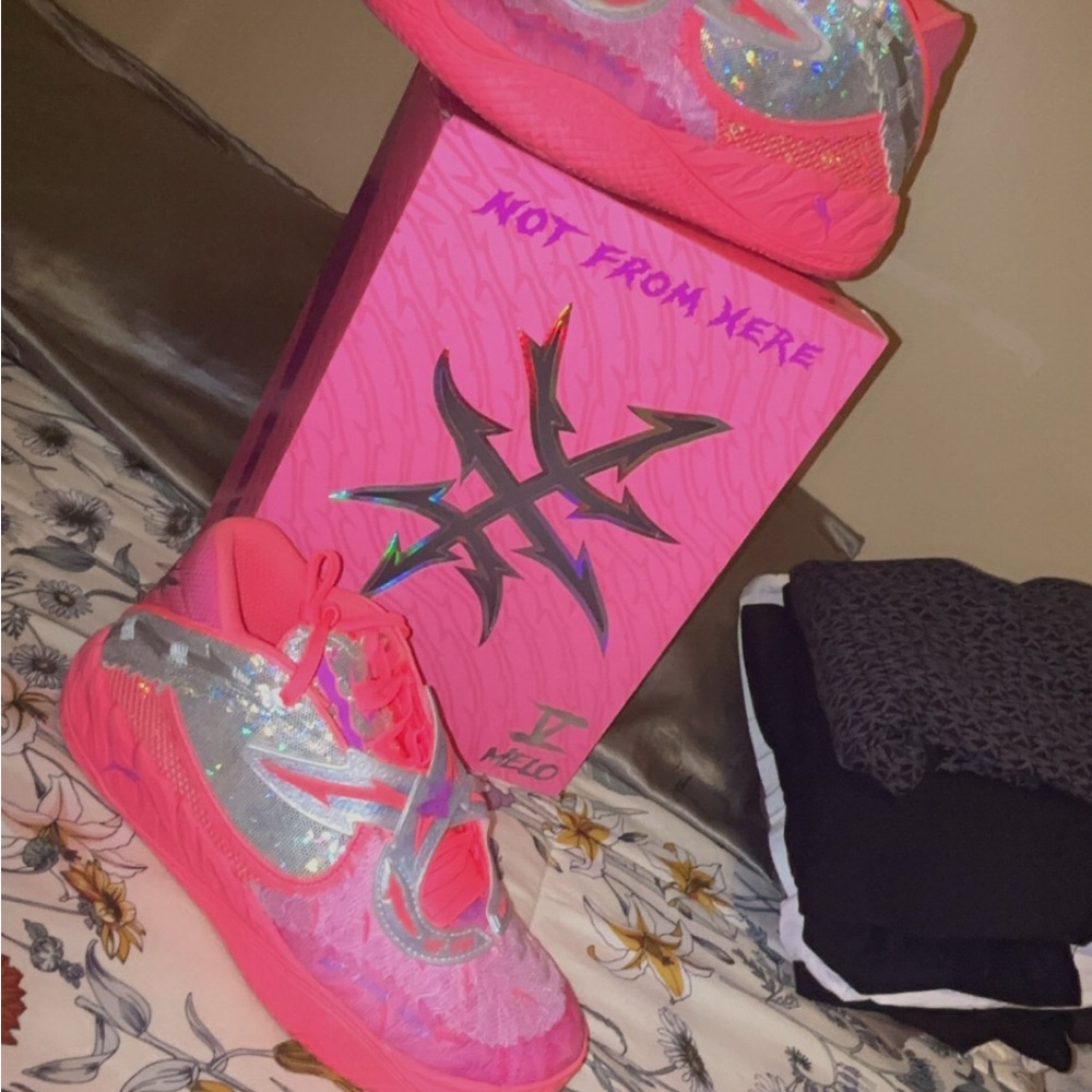 Pink and Silver Athletic Shoes